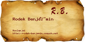 Rodek Benjámin névjegykártya